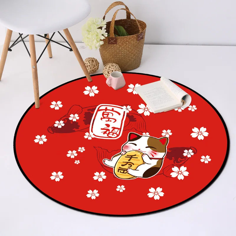

Blessed Cat Series Round Carpet Bedroom Living Room Coffee Table Room Hanging Basket Garden Blanket Computer Chair Mat Rugs
