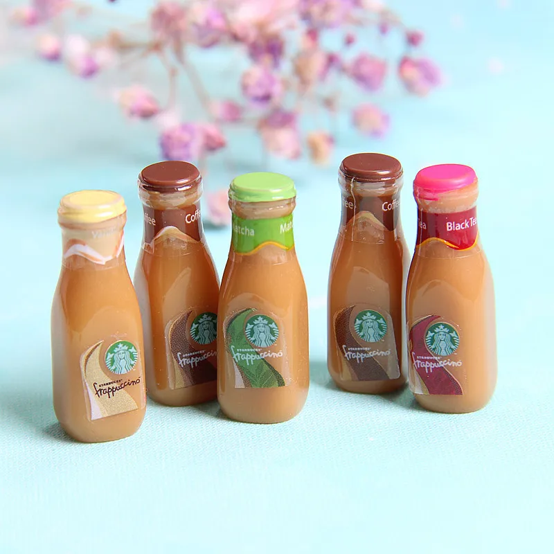

5PCS Dollhouse Miniature Resin Mini Coffee Bottle Drinks Pretend Play Kitchen food for blyth Barbies 1/6 Doll Miniature Toys