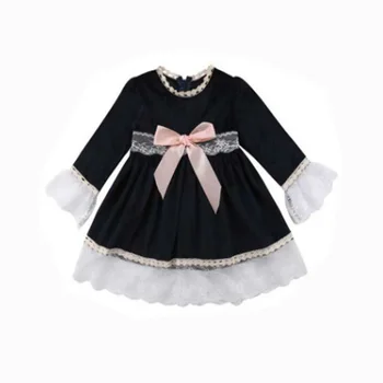 

Autumn Winter Girls Spanish Dresses Casual Baby Clothing Cotton Solid Lace Toddler Lolita Dress for 1-6Y Children Costume