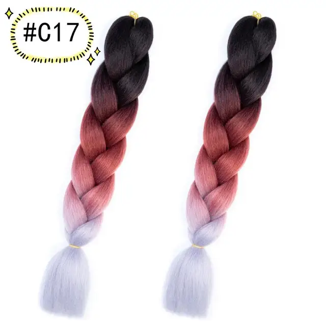 Jumbo Braiding Hair Extensions Kanekalon Braiding Hair 24 Inch Ombre Multiple Tone Colored Synthetic Hair for Women C17