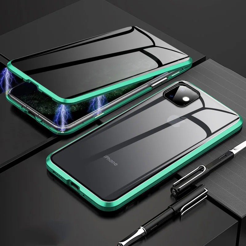 Nohon двусторонний Магнитный чехол для телефона из закаленного стекла для iPhone 11 Pro Max XS Max XR X 8 7 6 Plus металлический алюминиевый прозрачный чехол