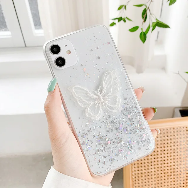Poco F2 Pro Case for Xiaomi Redmi Note 9 8 7 Pro 9S 8T 9C 9A 7A 10X K30 K20 Mi 9T 9 A3 Note 10 Lite Pro Cases 3D butterfly Epoxy 01