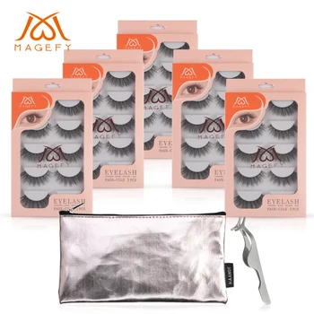 

5 Boxes Wholesale 3D Soft Mink Hair False Eyelashes Handmade Natural Long 3d Mink Lashes Makeup Free Lashes Tweezers faux cils