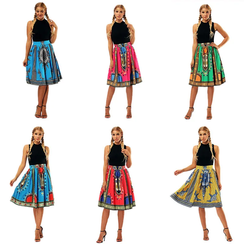 Bohochic Anakra по колено юбка летнее платье для женщин в африканском стиле Dashiki