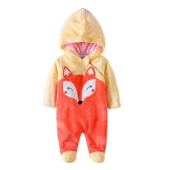 

Winter Children's Pajamas Cute Cartoon Jumpsuit Flannel Animal Play Suit Long-sleeved Hoodie Warm Cute Funny One-piece Pajamas O