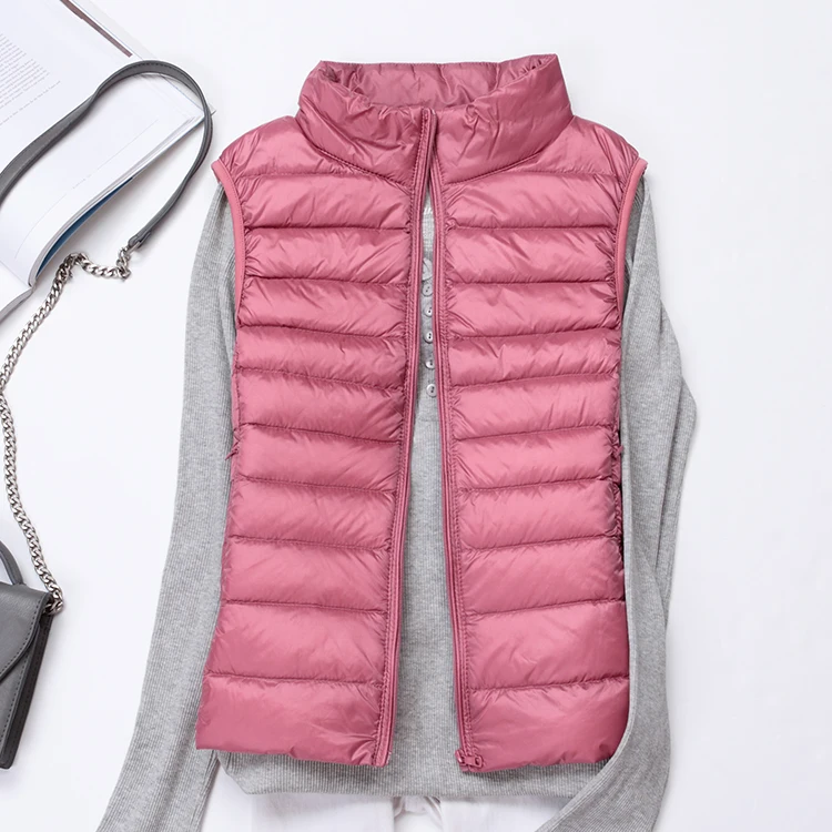 Light Womens Vest Ultra Jacket Waistcoat Women Autumn Sleeveless Female 20% Duck Down Chalecos Para Mujer KJ1022 | Женская одежда