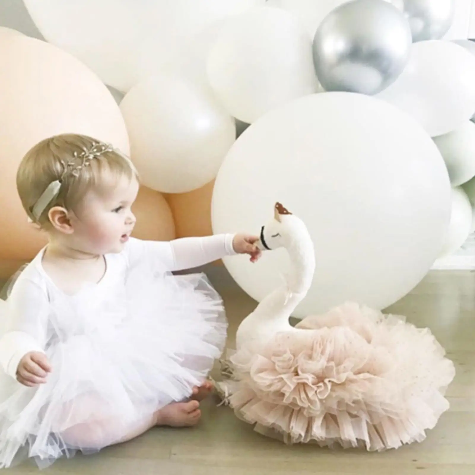 Cute Gooses Duck Stuffed Doll Soft Animal Ballet Swan with Crown Kids Gift Toy Sofa/ Bed Decor | Дом и сад