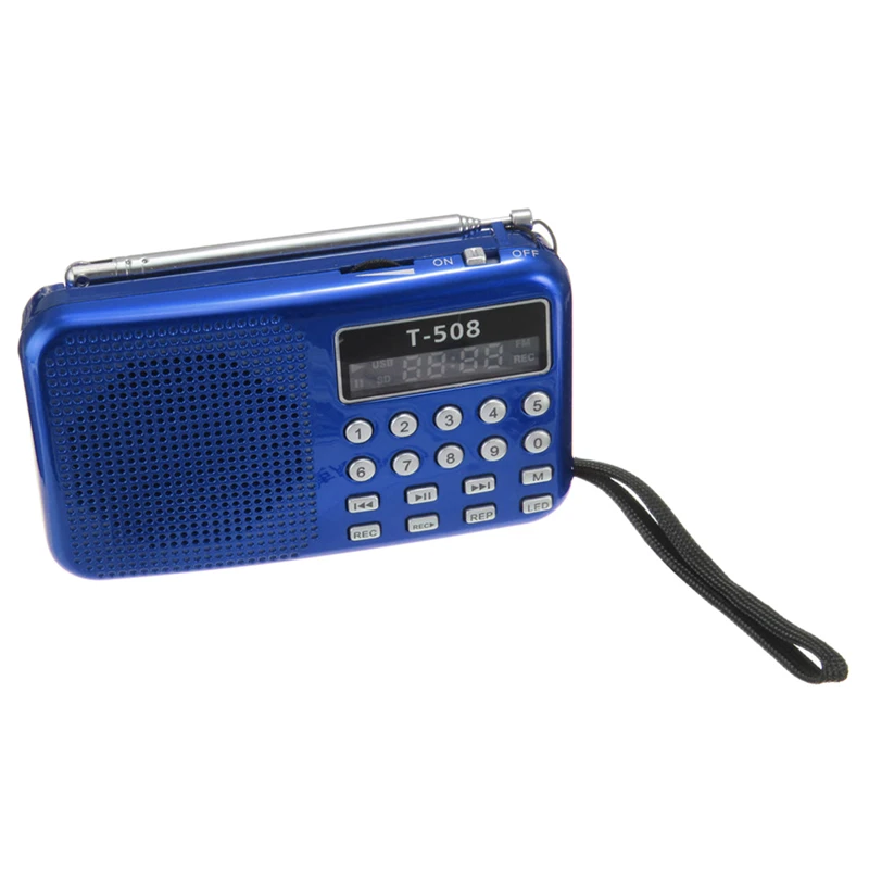 T508 Mini Portable LED Light Stereo FM Radio MP3 Music Player TF USB Speaker Blue | Электроника