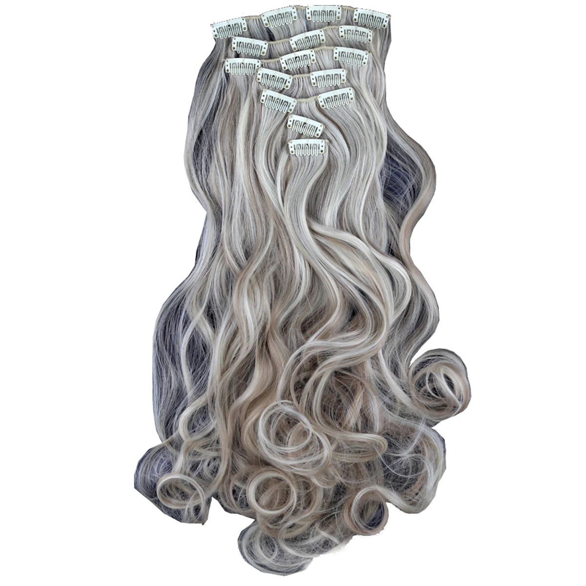 Miss U Hair 18" 45cm 130g Long Wavy Synthetic Clip in Hair Extensions Pieces 7pcs/set Heat Resistent Fiber
