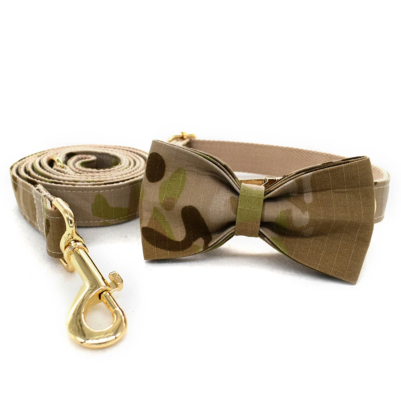 Custom free engrave name ID dog collar Camouflage Dog Collar Personalized Leash With Gold Metal Buckle | Дом и сад