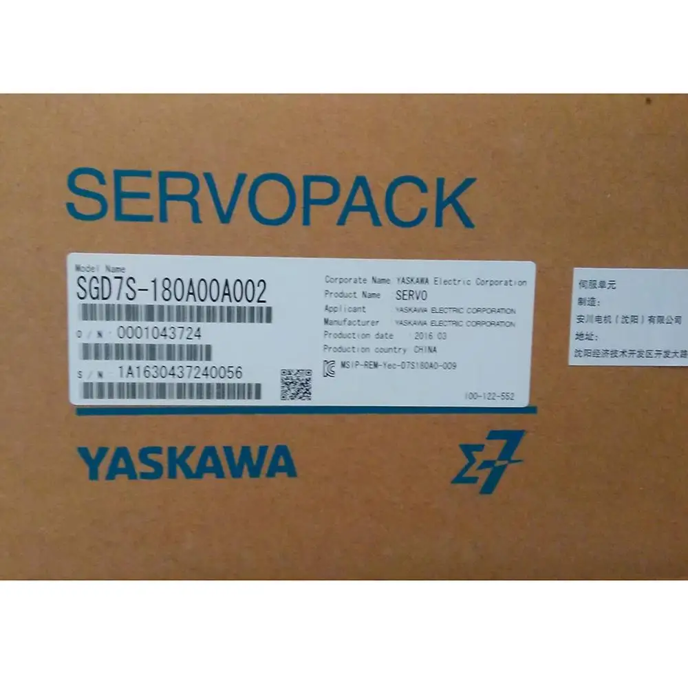 

New servopack yaskawa electric SGD7S-180A00A002 SGD7S Series 1.8kw 3-phase servo drive