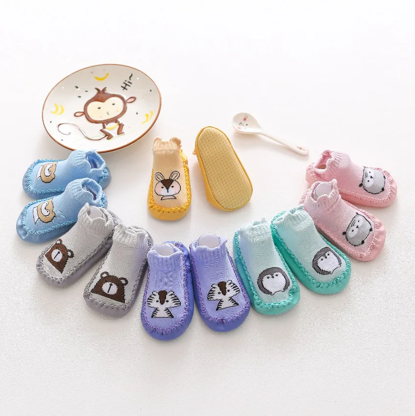 NEW Neonatal Rubber Sole Socks Infant Girls Baby Boys Shoes Spring And Autumn Baby Landing Socks Non-Slip Soft