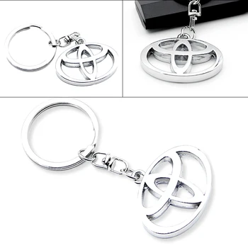

3D Metal Car Key Ring Keychain Sliver Car badge For Toyotas Corolla Yaris Rav4 Avensis Auris Camry C-hr 86 Prius
