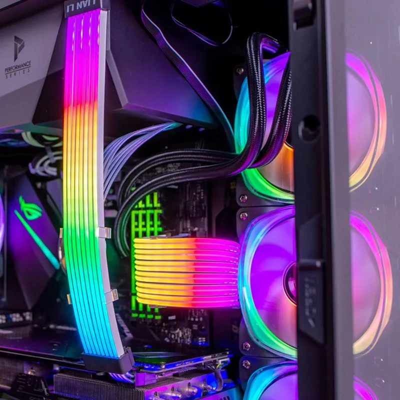 Strimer + Gpu Lianli Strimer Mais Endereçável Rgb Extensão Cabo 24pin Placa-mãe 8p Livre Construir Led - Imagem 2