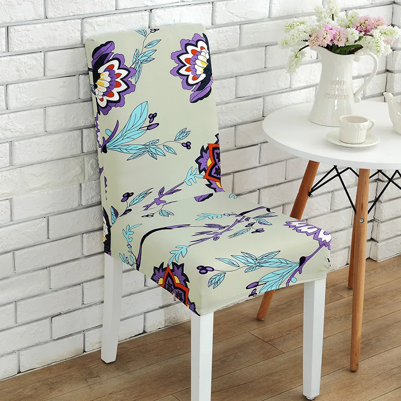 

20 Printed Color Spandex Stretch Dining Chair Cover Restaurant for Weddings Banquet Folding Hotel Chair Covering 1PCS Printed