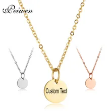 

Stainless Steel Round Circle Pendant Necklace Can Custom Name For Women Elegant Clavicle Charm Choker Jewelry Party Supply Gift