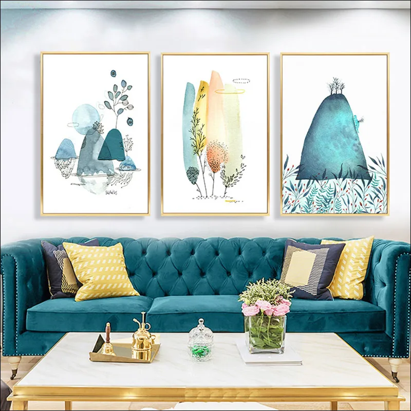 

Abstract definition of geometric shape of mountain painting poster printing factory minimum green wall art photos
