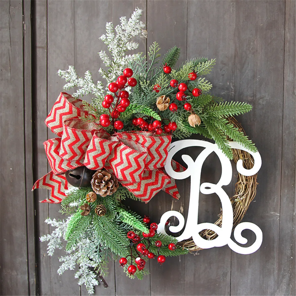 

Artificial Flowers Fall Decor Fake Flowers Christmas Wreath Door Wall Ornament Garland Decoration Christmas Present 37CM