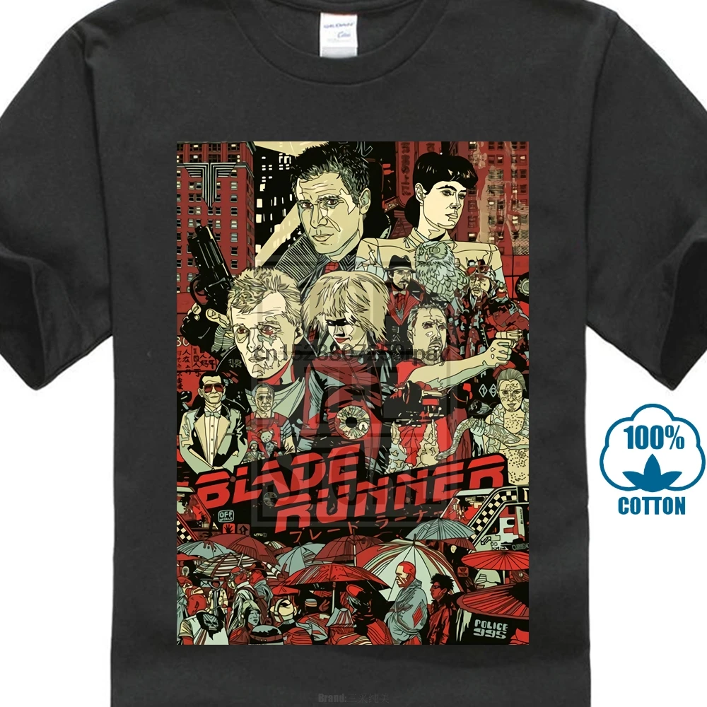 Футболка с коротким рукавом Blade Runner V1 1982 черная натуральная белая все размеры от S