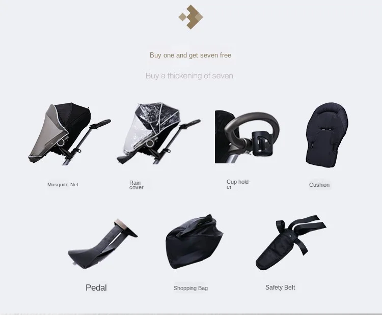 S High View Four Wheel Baby Stroller Can Sit and Lie In Luxurious Folding Two-way Shock Absorber for Children Baby Carriage