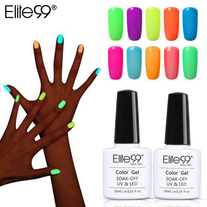Флуоресцентный светящийся Гель лак для ногтей 10 мл|elite99 10ml|nail glow in darknail polish led uv |
