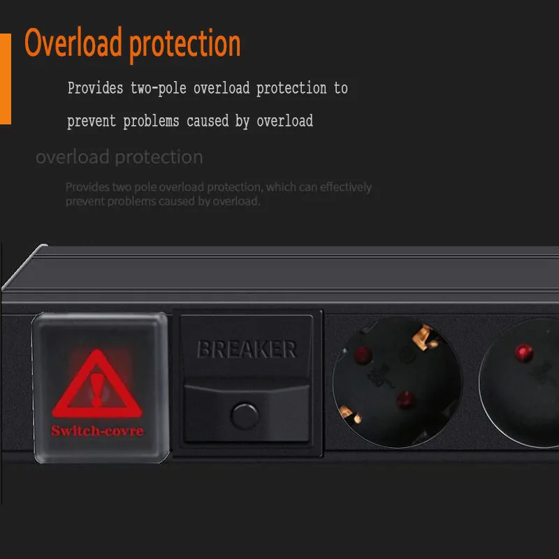 com interruptor, extensão de padrão europeu, liga de alumínio