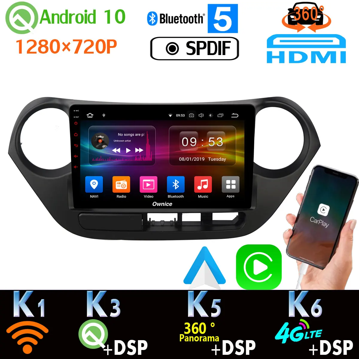PX6 4G + 64G 1280*720 Android 10 Auto Gps Radio Voor Hyundai I10 Grand