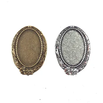 

10pcs/lot Antique Silver/Bronze Plated Unique Brooch Findings with 20x30mm Oval Blank Bezel-Safety Pin Fastening