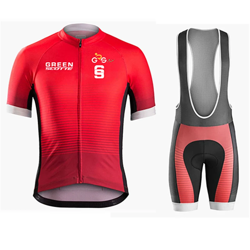 Green Scotte короткие рукава Майки для велоспорта набор 9D Pad одежда Ropa Ciclismo летняя