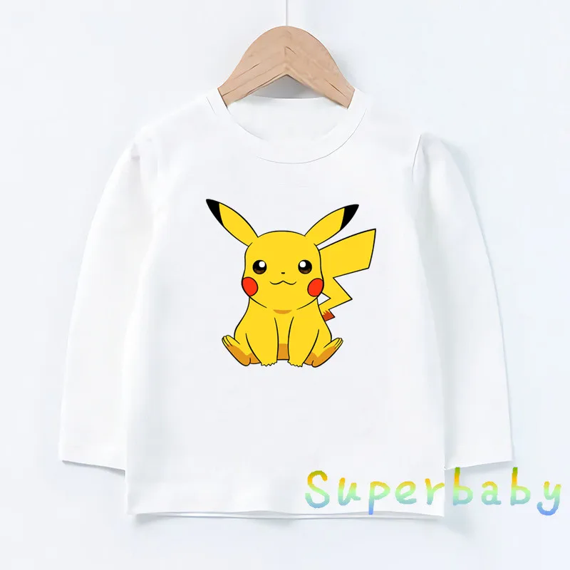 Children POKEMON GO Pikachu Print T shirt Baby Boys Girls Cartoon Funny Tops Kids Long Sleeve T-shirt,LKP2080 - Цвет: LKP2080-D