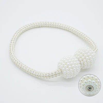 Off white Qgvish 1 шт., магнитные подхваты для штор с жемчужными бусинами, подвешивающие ремни для штор, держатель для штор, пряжки, застежка, зажимы, Аксессуары для штор, Декор - Цвет: Off white