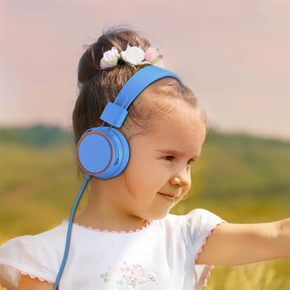 Kids Headphones Foldable Wired On Ear Headsets Safety Volume Limited Comfortable Durable Earphones for Children Boys Girls