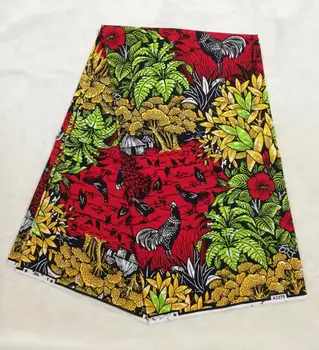 

6yards/lot African batik wax fabric!Nice looking chicken pattern red painted wax material for clothes WS6-3