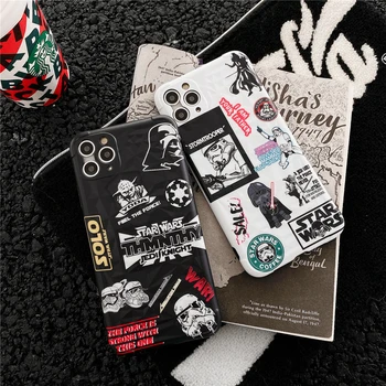 

Tide brand Star War label phone Case for iphone 11 Pro X XR XS MAX 7 8 Plus INS Cartoon Diamond surface Soft Silicon cover coque
