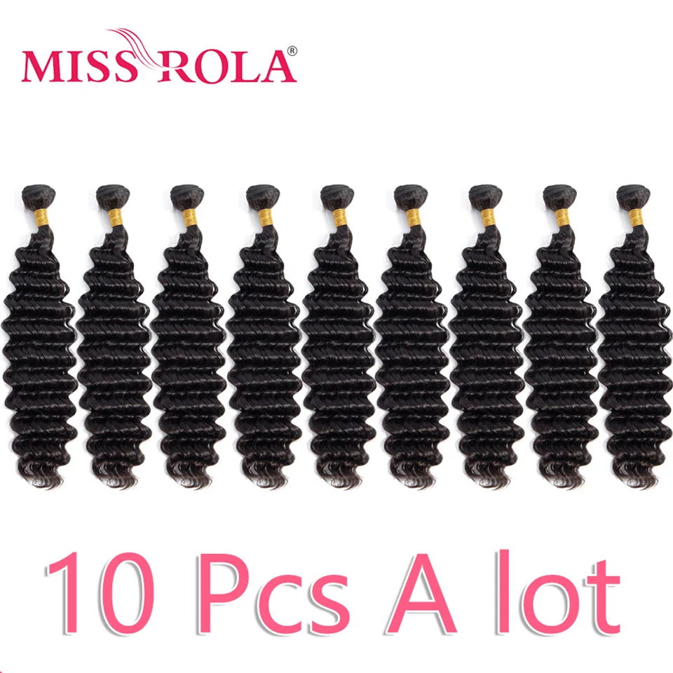 

Miss Rola Hair Brazilian Deep Wave Hair Weave Bundles Natural Color 9/10 Bundles Deep Curly Hair Extensions 100% Human Hair Remy