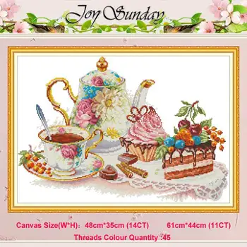 

Afternoon tea dessert coffee patterns counted 11CT 14CT Cross Stitch Sets DIY Cross-stitch Kits Embroidery Needlework Home Decor