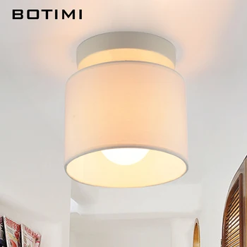 

BOTIMI Round Cloth Lampshade LED Ceiling Lamp For Corridor Lamparas de techo Fabric Surface Mounted Indoor E27 Kitchen Lighting