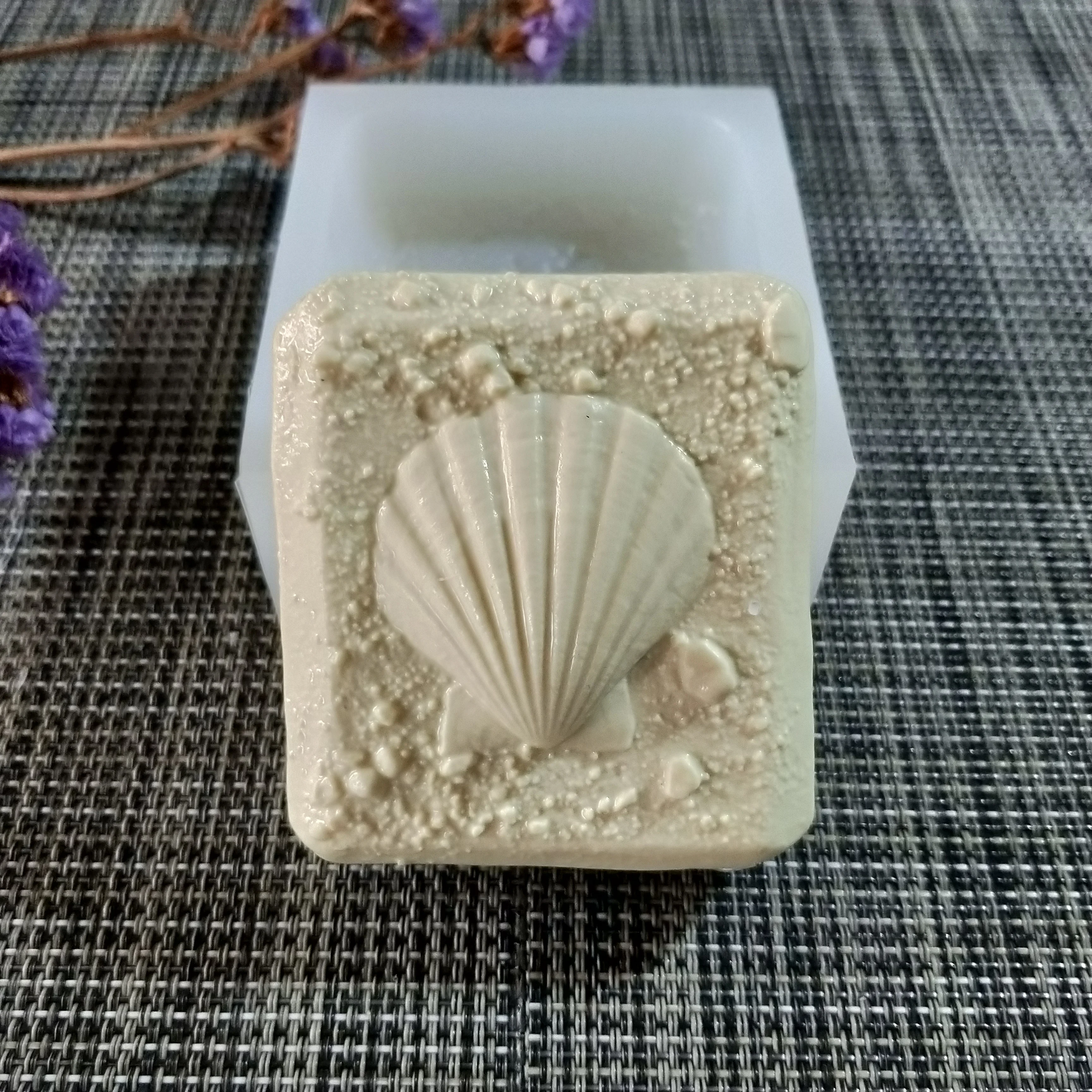 QT0154 PRZY Beach Shell Square Silicone Mold Soap Mould Handmade Soap Making Molds Candle Silicone Mold Resin Clay Moulds