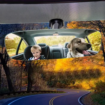 

Automotive 270mm Curved White Mirror, Frameless Rearview Mirror in the Car, Universal Wide-Angle Lens