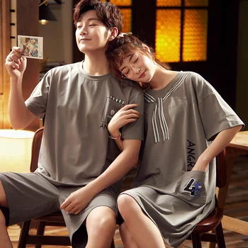 

Summer new knitted cotton men's pajamas set couple cartoon pajamas set women's pajamas set couple pajamas M-3XL home fashion