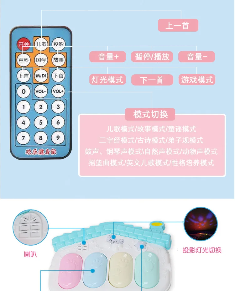 Remote control 0-1 - year - old baby music game blanket multifunctional early education puzzle toy
