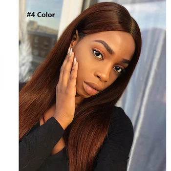 

Colored Brown Full Lace Human Hair Wigs 180% Peruvian Straight Body Wave Soft Natural Pre Plucked With Baby Hair