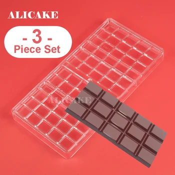 

3-Piece Set Polycarbonate Chocolate Molds Diamond Tray Form for Chocolate Moulds Plastic Baking Mold Pastry Bakeware Tools