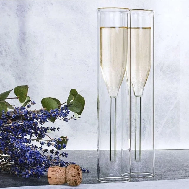 1PCS Champagne Glass Double Wall Glasses Flutes Bubble Wine Tulip Cocktail  Wedding Party Cup Toast Bodum Thule Xicaras Copo - AliExpress