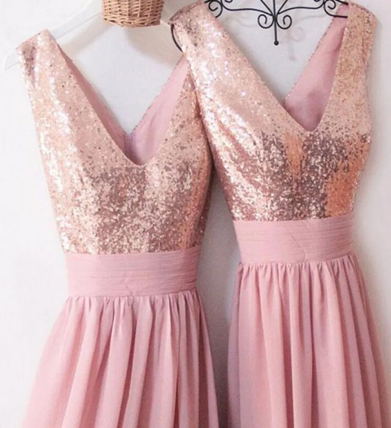 

New Arrival Long Chiffon A Line V Neck Cheap Pleated Bridesmaid Dresses For Wedding Party