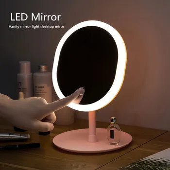 

Elliptical Makeup Backlit Mirror Light With Natural LED Daylight USB Vanity Mirror Detachable/Storage Base To espelho lustro