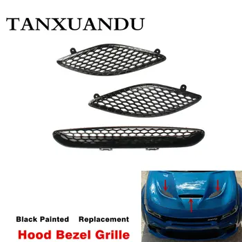

Painted Black 3Pcs Fit For 2015-2020 DODGE Charger SRT Hellcat Performance Scoop Center Hood Bezel Grille Honeycomb 68202462AD