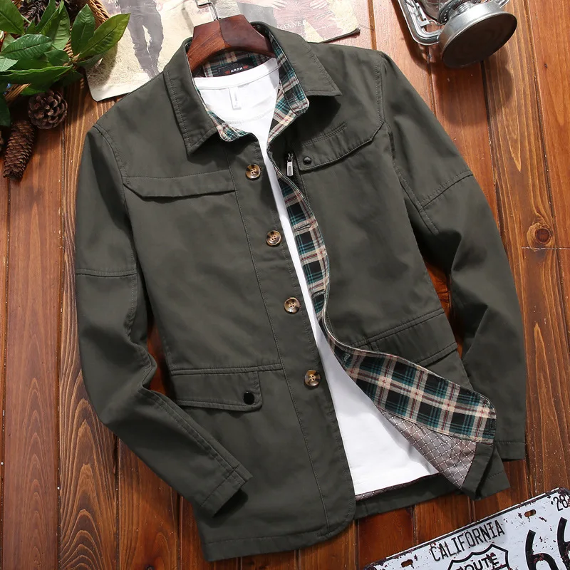 

2019 New Style Autumn Coat Fold-down Collar Handsome Thin Jacket Men's Mid-length Trench Coat Korean-style Business Casual Men'S