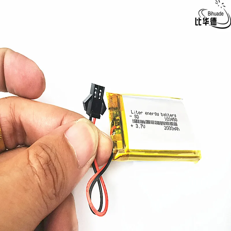 SM 2,54 мм 2Pin литиевая батарея 3,7 V, 2000mAH 103450 полимерный литий-ионный/литий-ионный аккумулятор для планшетных ПК банк, gps, mp3, mp4