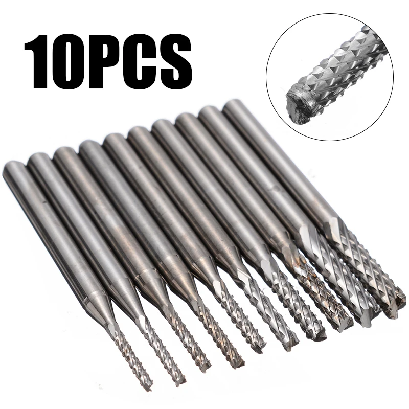 New 1.3-3.175mm End Mill Rotary Burr Tool PCB CNC Engraving Milling Cutter Professional Tungsten Steel Sliver Corn Milling Tools